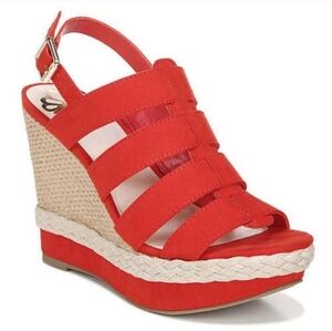 Fergalicious by Fergie Poppy Red Platform Wedge Sandals Size 10